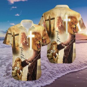Jesus Hawaiian Shirt Faith Lion Lamb Jesus Hawaii Shirt Jesus Aloha Shirt Christian Apparel 2025