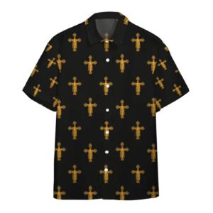 Jesus Hawaiian Shirt Medieval The Jesus Cross Pattern Black Hawaii Shirt Jesus Aloha Shirt 2025