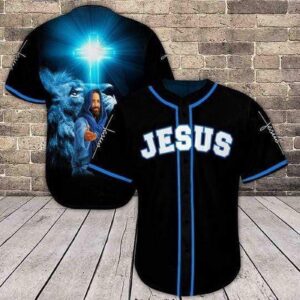 Jesus hold my hand Lion Baseball Tee Jersey Shirt Printed 3D - Gift Men Women
