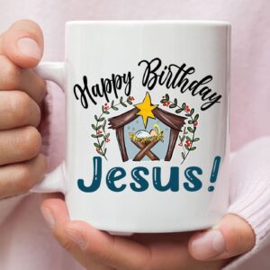 Jesus In A Manger, Happy Birthday Jesus, Coffee Mug