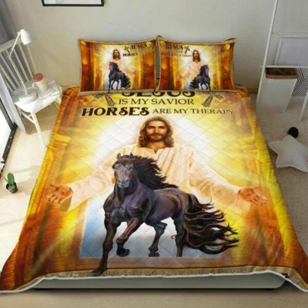 Jesus Is Gift Savior Horses Are Gift Gift Quilt Bedding Set