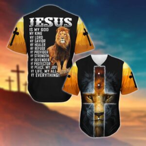 Jesus Is My God 3D Lion Printed Baseball Jersey for Men & Women – Perfect Gift