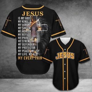 Jesus Is My God, My Life, My Everything Black Yellow Baseball Jersey For God - Gift Men Women