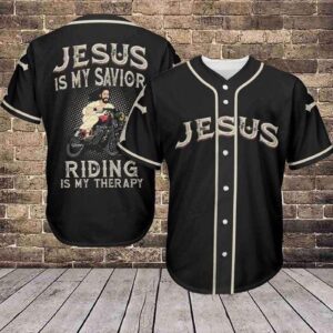 Jesus Is My Savior Riding Is My Therapy 3D Baseball Tee Jersey Shirt Printed 3D #Va - Gift Men Women