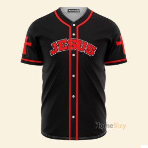 Jesus King Born As A Baby Black Red - Baseball Jersey - Gift Men Women 1