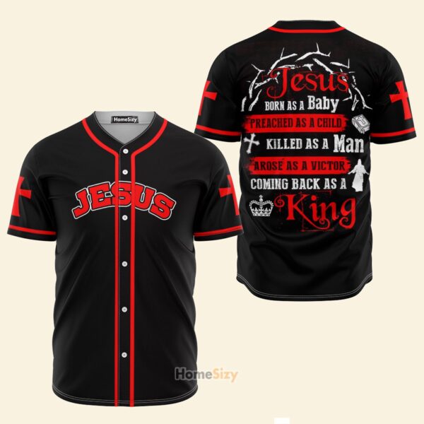 Jesus King Born As A Baby Black Red – Baseball Jersey – Gift Men Women