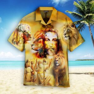 Jesus Lion Are Glowing Aloha Hawaiian Shirts For Men and Women   - Gift Men Women Days