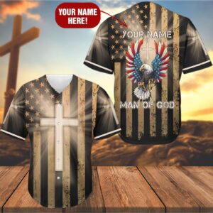 Jesus Man Of God Eagle Personalized Name Baseball Jersey - Gift Men Women