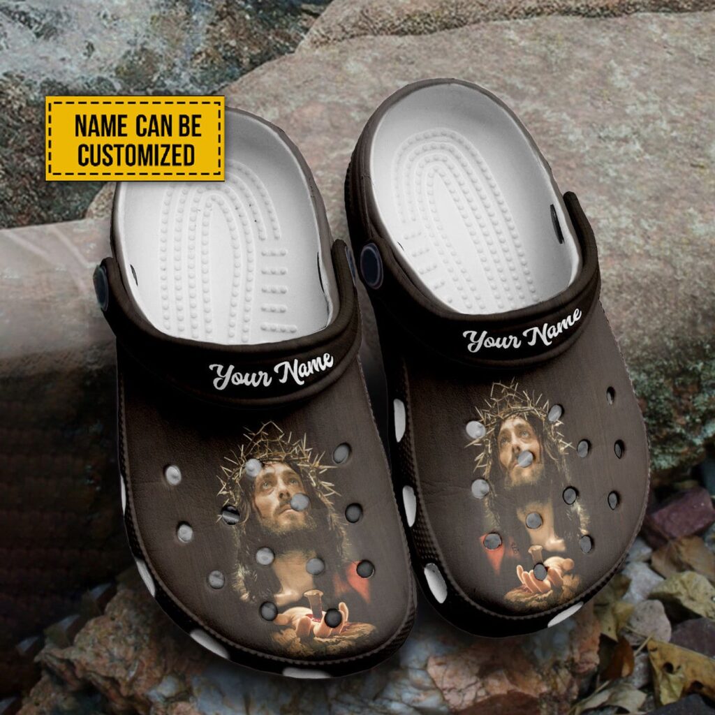 Personalized Jesus Portrait Clogs: Custom Spiritual Water Shoes for Christian Men Personalized Jesus Portrait Clogs: Custom Spiritual Water Shoes for Christian Men