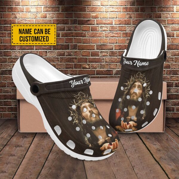Personalized Jesus Portrait Clogs: Custom Spiritual Water Shoes for Christian Men