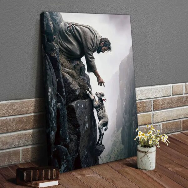 Jesus Reaching For A Lost Sheep Wall Art Canvas