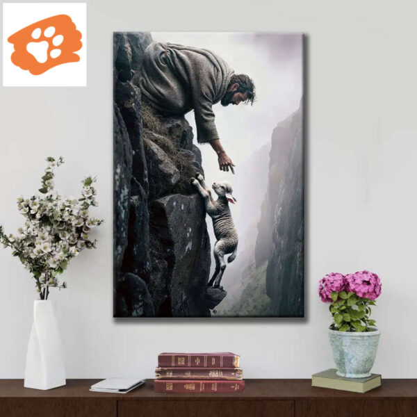 Jesus Reaching For A Lost Sheep Wall Art Canvas