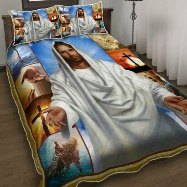 Jesus Reaching Hand Quilt Bedding Set Gift