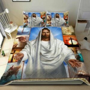 Jesus Reaching Hand Quilt Bedding Set Gift 3