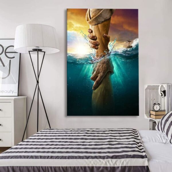 Jesus Reaching Into the Water Wall Art Canvas