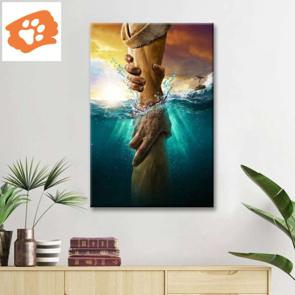 Jesus Reaching Into the Water Wall Art Canvas