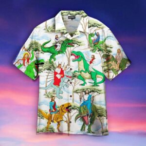 Jesus Ride A Dinosaur Aloha Hawaiian Shirts For Men and Women   - Gift Men Women Days