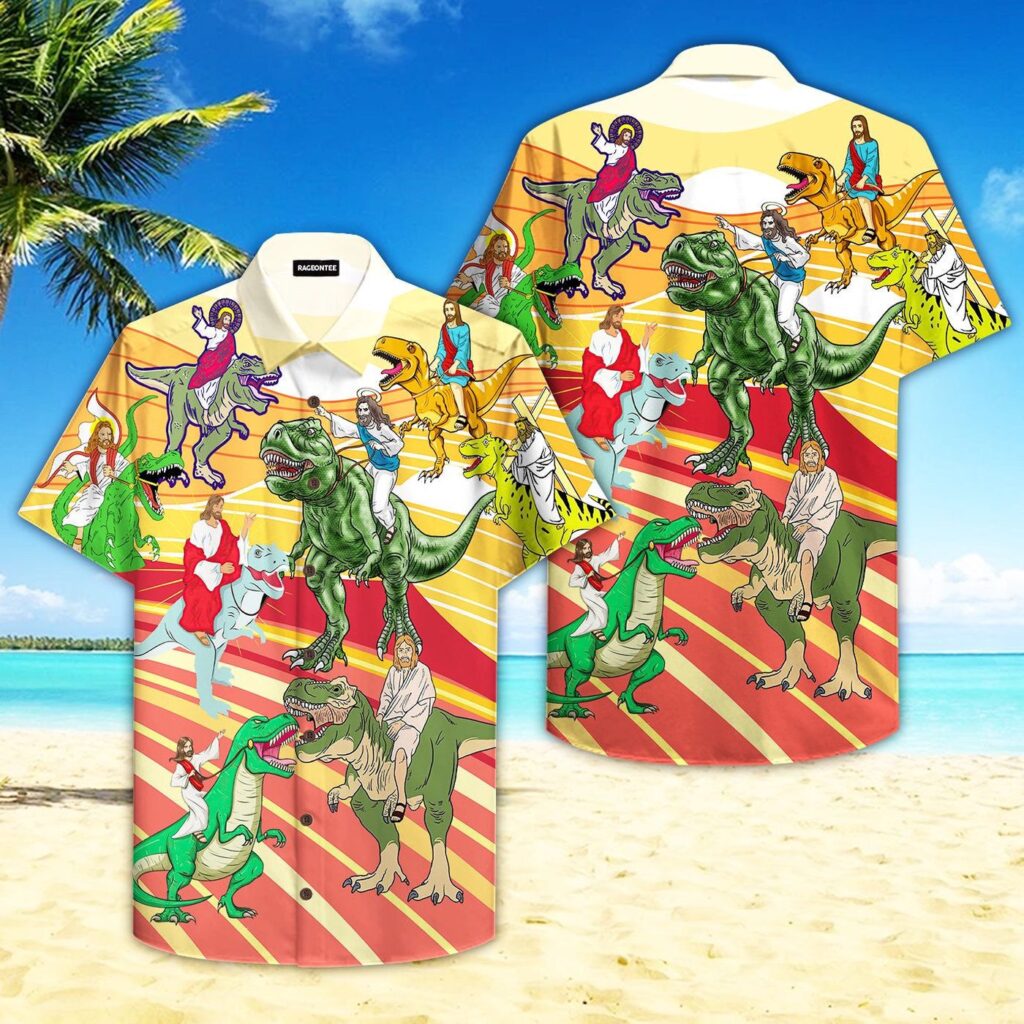 Jesus Riding A Dinosaur Aloha Hawaiian Shirts For Men and Women – Gift Men Women Days Jesus Riding A Dinosaur Aloha Hawaiian Shirts For Men and Women – Gift Men Women Days