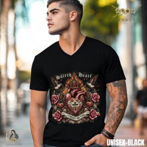 Jesus Sacred Heart T-Shirt: Vintage Catholic Christ Tee Devotional Christmas Gift
