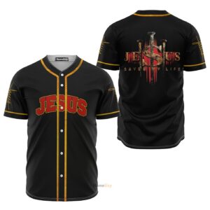 Jesus Saved My Life Cross - Baseball Jersey - Gift Men Women