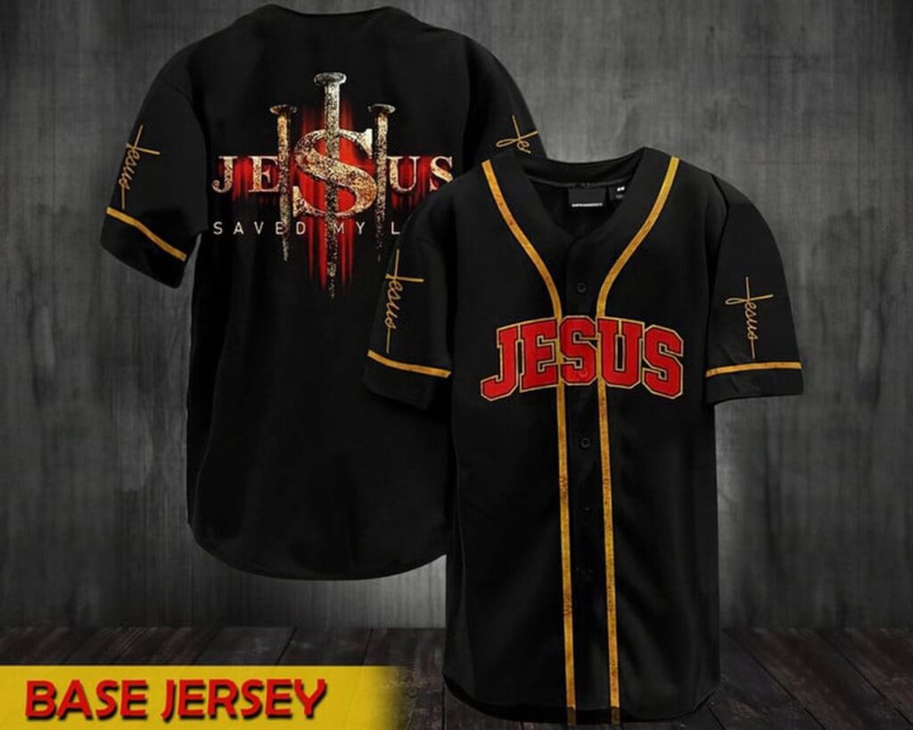 Jesus Saved My Life Cross Black Yellow Baseball Jersey For God – Gift Men Women Jesus Saved My Life Cross Black Yellow Baseball Jersey For God – Gift Men Women