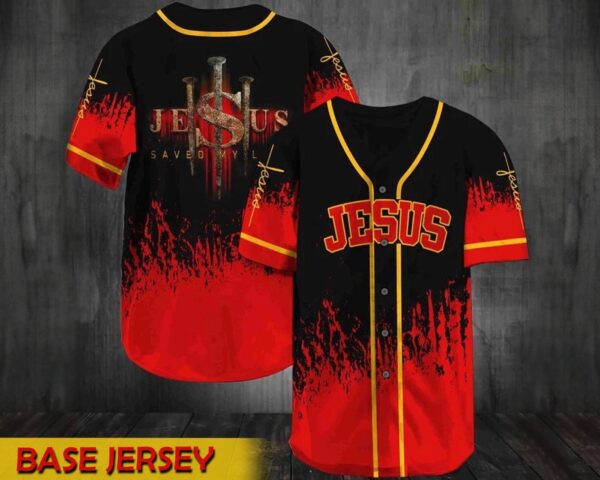 Jesus Saved My Life Red Lava Baseball Tee Jersey Shirt Printed 3D – Gift Men Women