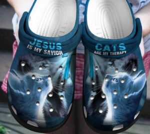 Jesus Savior Cats Therapy Crocs-Shoes: Comfortable Crocband ClogsClog