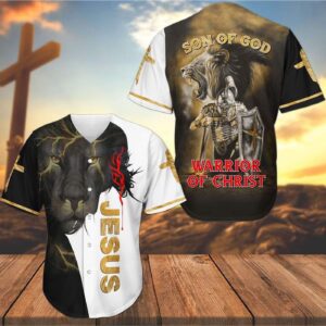 Jesus Son of God Baseball Tee Jersey Shirt – 3D Printed Warrior of Christ Gift for Men and Women