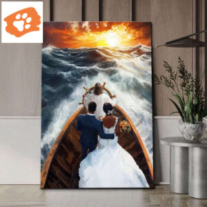 Jesus Steers Ship with Married Couple Canvas Print (African Couples Version)