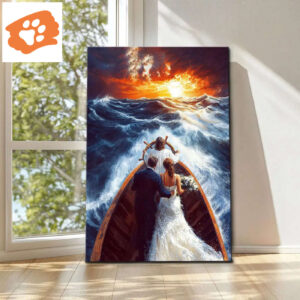 Jesus Taking the Wheel Guiding a Married Couple Through Storms – Christian Wall Art Canvas
