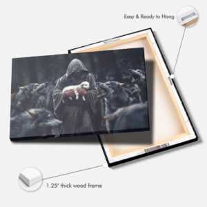 Jesus The Shepherd Protects The Lamb From The Wolves Canvas Print 1