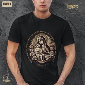 Vintage Boho Style Jesus & Mary Tshirt for Easter Mass Celebrate with Catholics Saints 1