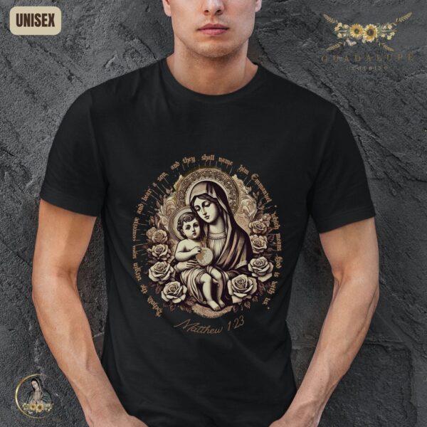 Vintage Boho Style Jesus & Mary Tshirt for Easter Mass Celebrate with Catholics Saints