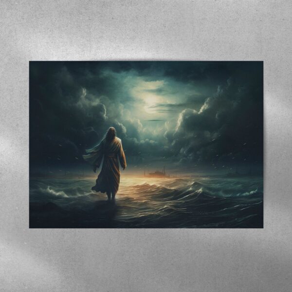 Jesus Walking In The Storm 1 Poster and Canvas