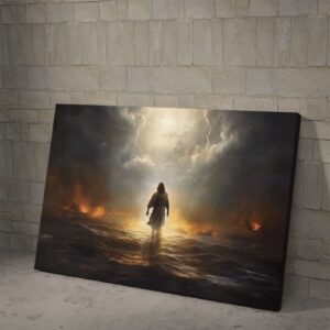 Jesus Walking on the Sea of Fire Poster and Canvas