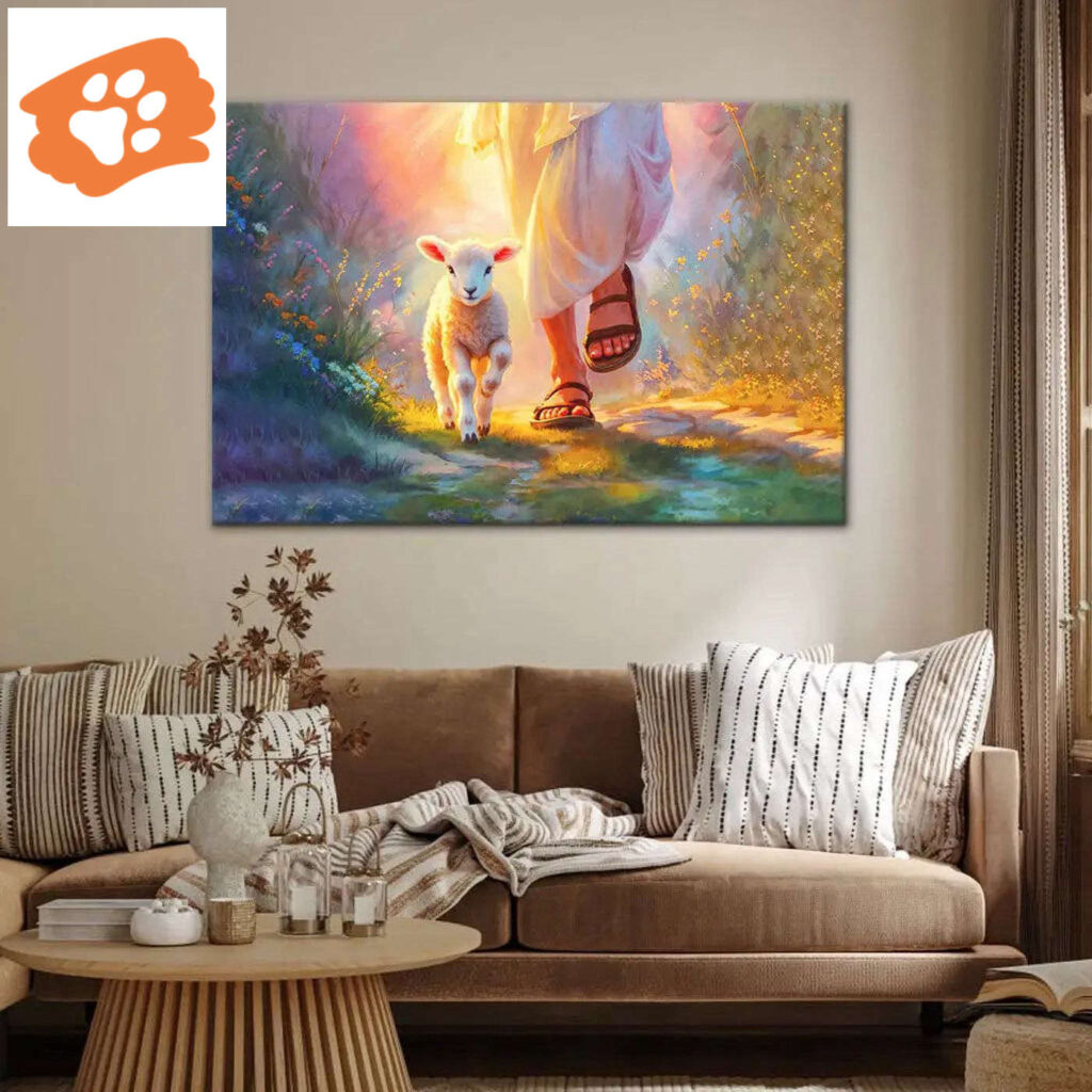 Jesus Walking With Lamb Wall Art Canvas Jesus Walking With Lamb Wall Art Canvas