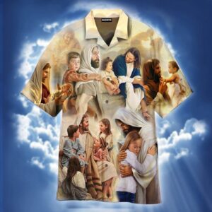 Jesus With The Children Aloha Hawaiian Shirts For Men and Women   - Gift Men Women Days