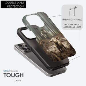 Jesus With The Sheep, Jesus Running After Lamb, Phone Case 1