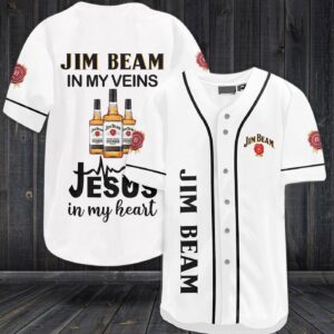 Jim Beam In My Veins Jesus In My Heart Baseball Jersey – White - Gift Men Women