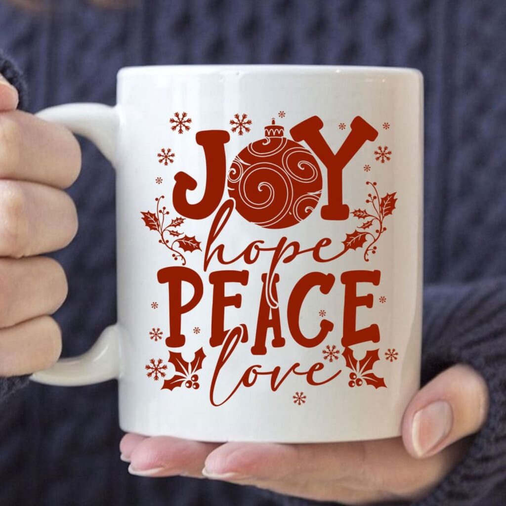 Joy hope peace love, Christian Christmas coffee mug Joy hope peace love, Christian Christmas coffee mug