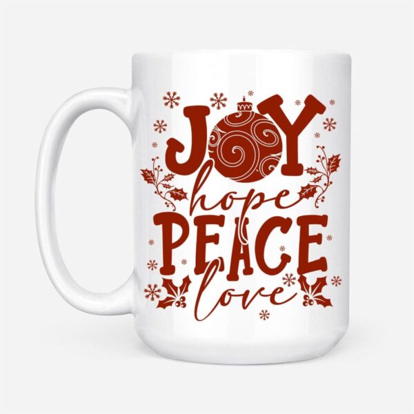 Joy hope peace love, Christian Christmas coffee mug
