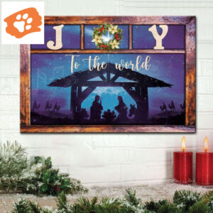 Joy To The World, Jesus Born, Christmas Wall Art Canvas
