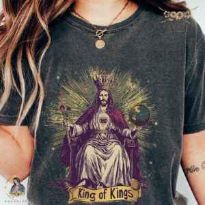 King of Kings Religious Tee: Vintage Style Catholic Gifts for Church Christmas Shirt