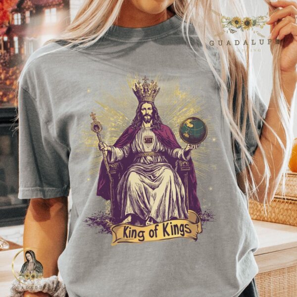 King of Kings Religious Tee: Vintage Style Catholic Gifts for Church Christmas Shirt
