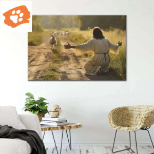 Lamb Runs to Jesus Wall Art Canvas