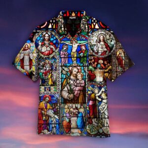 Life Of Jesus Stained Glass Aloha Hawaiian Shirt  - Gift Men Women Days