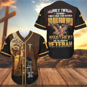 Jesus & American Veteran Baseball Jersey - Custom Printed Gift for Men & Women