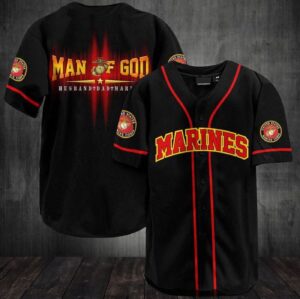 Man Of God Jesus Husband Dad US Marine Corps Veteran Baseball Jersey For Jesus - Gift Men Women