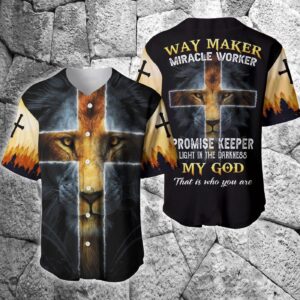 My God Jesus Lion - Way Maker Miracle Worker Yellow Black Baseball Jersey - Gift Men Women 1