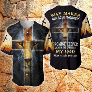 My God Jesus Lion - Way Maker Miracle Worker Yellow Black Baseball Jersey - Gift Men Women